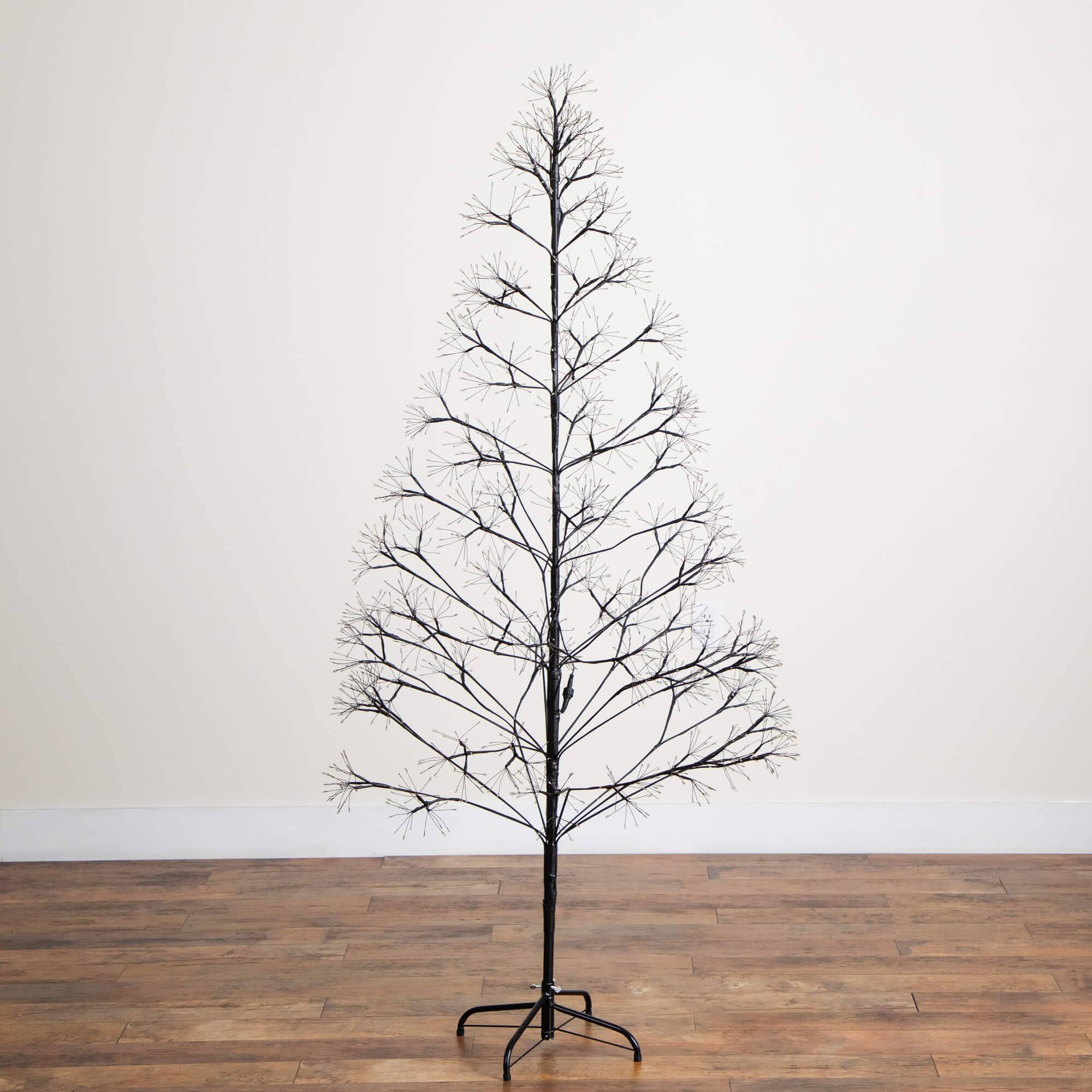 6ft. Pre-Lit Artificial Halloween Black Starburst Tree with 1680 Fairy Warm White LED Lights